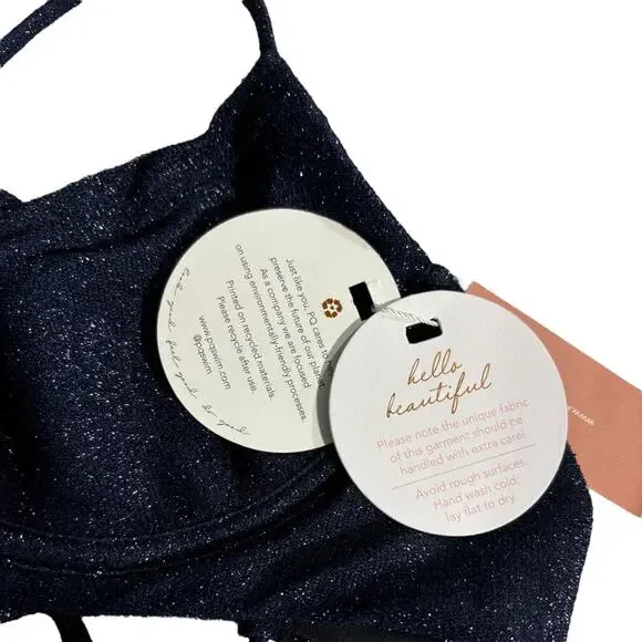 PQ Swim Top Medium Evie Sapphire Underwire Bikini Bralette Sparkle Strappy PilyQ - Picture 3 of 5